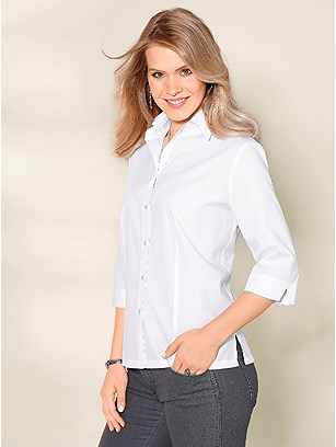 3/4 Sleeve Button Up Blouse product image (248479.WH.3.1_WithBackground)