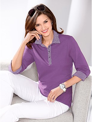 Star Print Polo Top product image (283703.PURP.2.9_WithBackground)