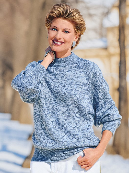 creation l Blue Heather Raglan Sleeve Sweater from creation L