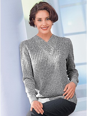 Ribbed V-Neck Sweater product image (288754.GYMO.2.7_WithBackground)