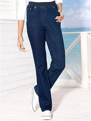 Elastic Ribbed Waist Jeans product image (289857.BLUS.3.1_WithBackground)