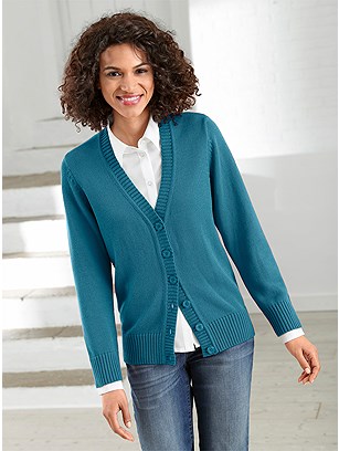 Ribbed Knit Button Up Cardigan product image (303089.PE.1.2_WithBackground)