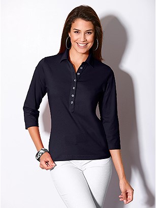 3/4 Sleeve Polo Shirt product image (303114.BK.1.2_WithBackground)