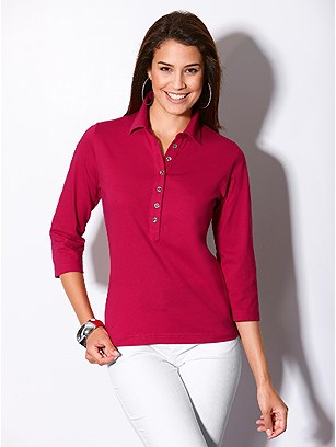 3/4 Sleeve Polo Shirt product image (303114.CHRY.1.2_WithBackground)