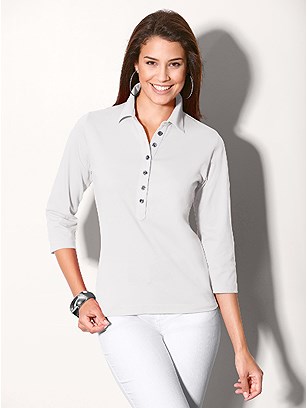 3/4 Sleeve Polo Shirt product image (303114.OFWH.2.1_WithBackground)