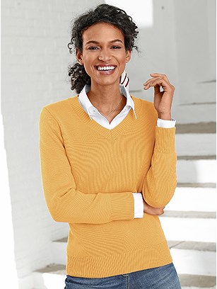 Ribbed V-Neck Sweater product image (303221.DKYL.2.109_WithBackground)