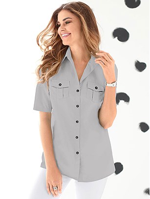 Collared Button Up Blouse product image (330046.SVGY.1S)