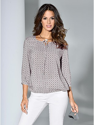 Printed Tie Detail Blouse product image (345215.TPPR.1.21_WithBackground)