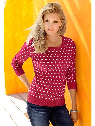 Polka Dot Jacquard Knit Sweater product image (345311.RDDT.2.10_WithBackground)