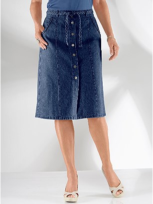 Tie Waist Denim Skirt product image (349410.BLUS.1.12_WithBackground)