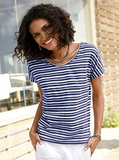 Link. striped round neckline top (Product Display 24722) image - mobile.
