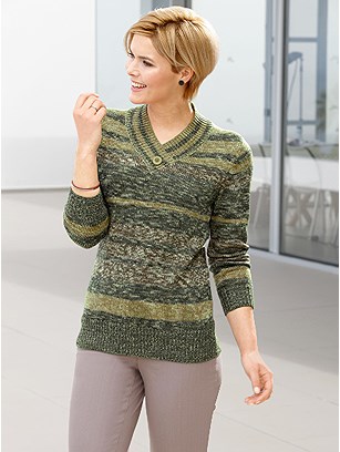 Stripe Mix V-Neck Sweater product image (357444.LVST.1.50_WithBackground)
