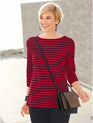 Classic Striped 3/4 Sleeve Top product image (357791.RDST.1.1_WithBackground)