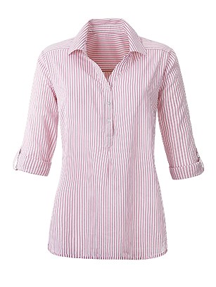 Striped Shirt Collar Blouse product image (367550.BYST.1.1_WithBackground)