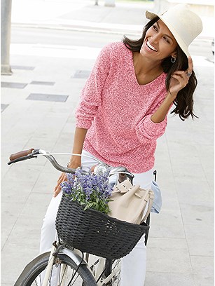 Long Sleeve V-Neck Sweater product image (367932.COMO.1.HE)
