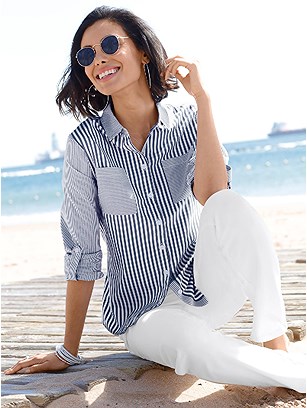 Striped Button Up Blouse product image (372285.NWPA.5.4200_WithBackground)