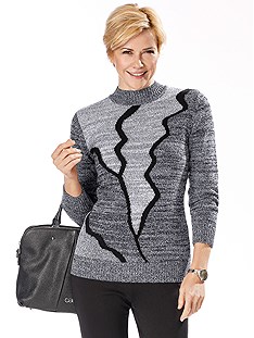 Stand-Up Collar Boucle Sweater product image (373965.BKWH.1.M)
