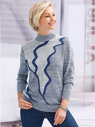 Stand-Up Collar Boucle Sweater product image (373965.BLMO.1SS)