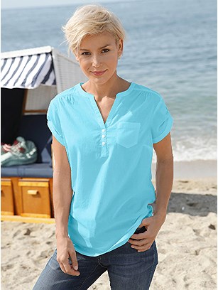 V-Neck Button Panel Blouse product image (374645.AQ.4.10_WithBackground)