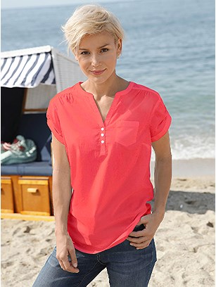 V-Neck Button Panel Blouse product image (374645.CO.4.10_WithBackground)
