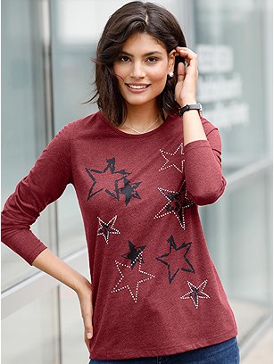 Glittery Star Print Top product image (381680.RDMO.1.1_WithBackground)