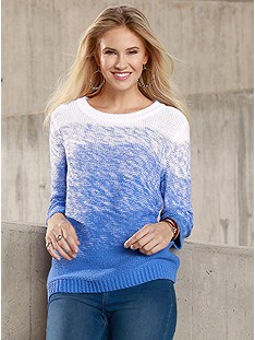Mottled Ombre 3/4 Sleeve Sweater product image (381805.BL.2.8_WithBackground)