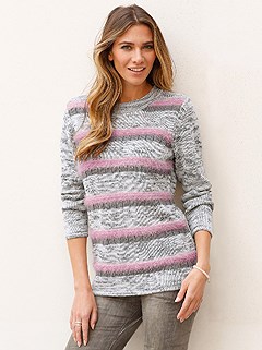 Striped Knit Sweater product image (386516.RSGY.2.1_WithBackground)