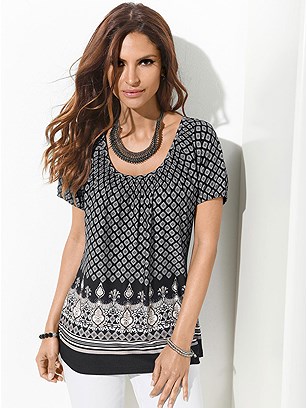 Smocked Border Print Top product image (394694.BE.HE)