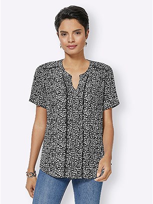 Mini Print Blouse product image (394698.BKWH.3.1_WithBackground)