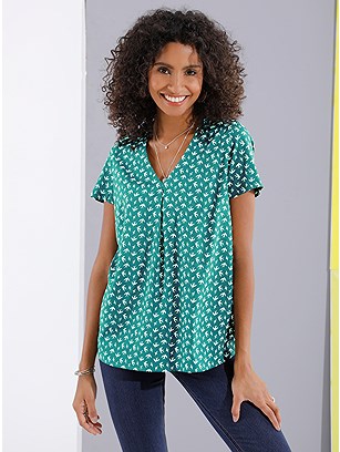 Bird Print V-Neck Blouse product image (394758.BLPR.1.2_WithBackground)