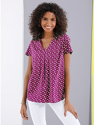 Bird Print V-Neck Blouse product image (394758.BYPR.1.2_WithBackground)