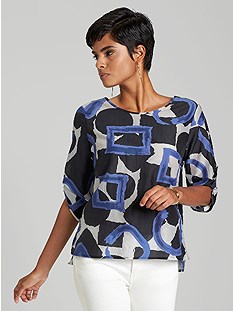 Geometric Tab Sleeve Blouse product image (395025.WHPR.1)