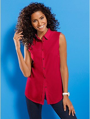 Sleeveless Shirt Collar Blouse product image (397640.RD.1.1_WithBackground)