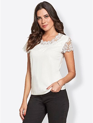 Lace Neckline Shirt product image (398400.OFWH.2.1_WithBackground)