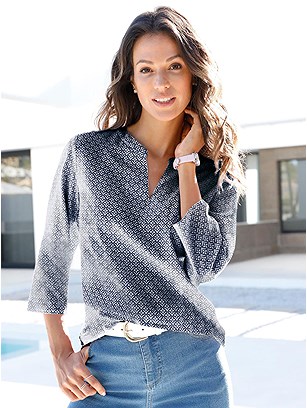 Printed V-Neck Blouse product image (406509.NVMU.1S)