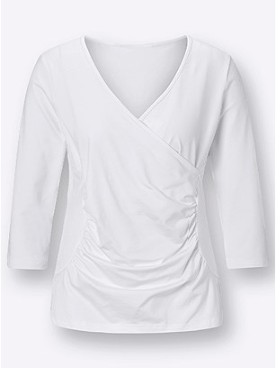 Ruched V-Neck Top product image (409389.WH.1.1)