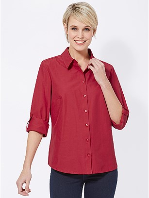 Tab Sleeve Button Down Blouse product image (411304.RD.3.11_WithBackground)