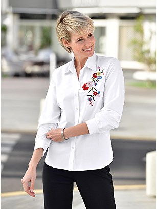 Floral Embroidered Button Up Blouse product image (411556.WH.1.1_WithBackground)
