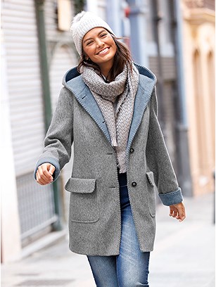 Contrasting Wool-Look Long Jacket product image (412352.LGBL.1.M)