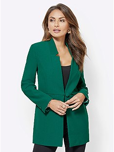Long Cut One Button Jacket product image (416907.GR.4.1_WithBackground)