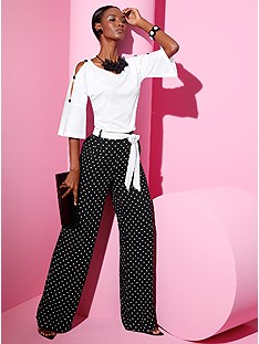 Polka Dot Flare Pants product image (417125.BKDT.1.8_WithBackground)