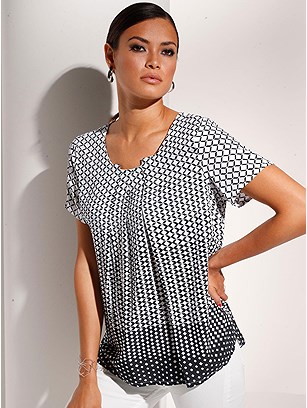 Minimalist Print Blouse product image (417346.BKWH.1S)