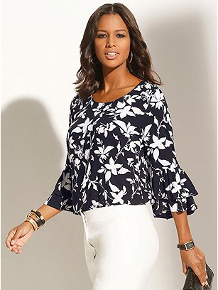 Floral Print Ruffle Sleeve Blouse product image (417427.BWPR.1S)