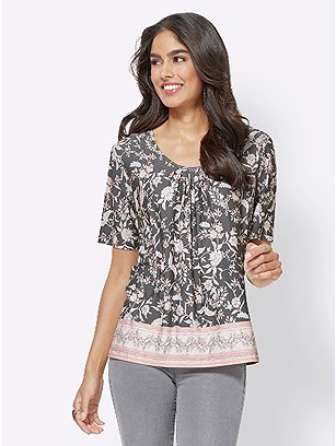 Pleated Mix Pattern Top product image (417495.GYPR.4.1_WithBackground)