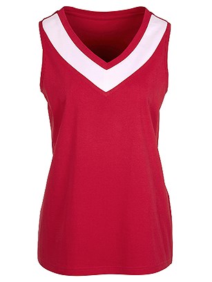 Contrasting V-Neck Trim Tank Top product image (417927.RD.1.1_Ghost)