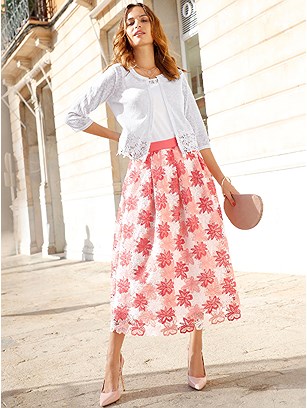 Lace Floral Print Maxi Skirt product image (420186.COWH.2.2_WithBackground)