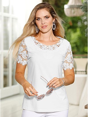 Lace Short Sleeve Top product image (420302.EC.2S)