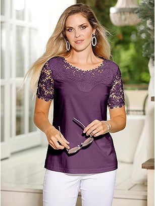 Lace Short Sleeve Top product image (420302.MU.2.1_WithBackground)