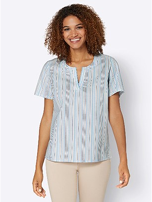 Striped V-Neck Blouse product image (420333.LBST.2.1_WithBackground)