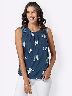 Sleeveless Butterfly Print Blouse product image (420341.NVPR.3.1_WithBackground)